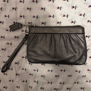 Coach wristlet gun metal silver color with silver hardware